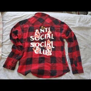 Antisocial Social Club Red /Rose Flannel Medium